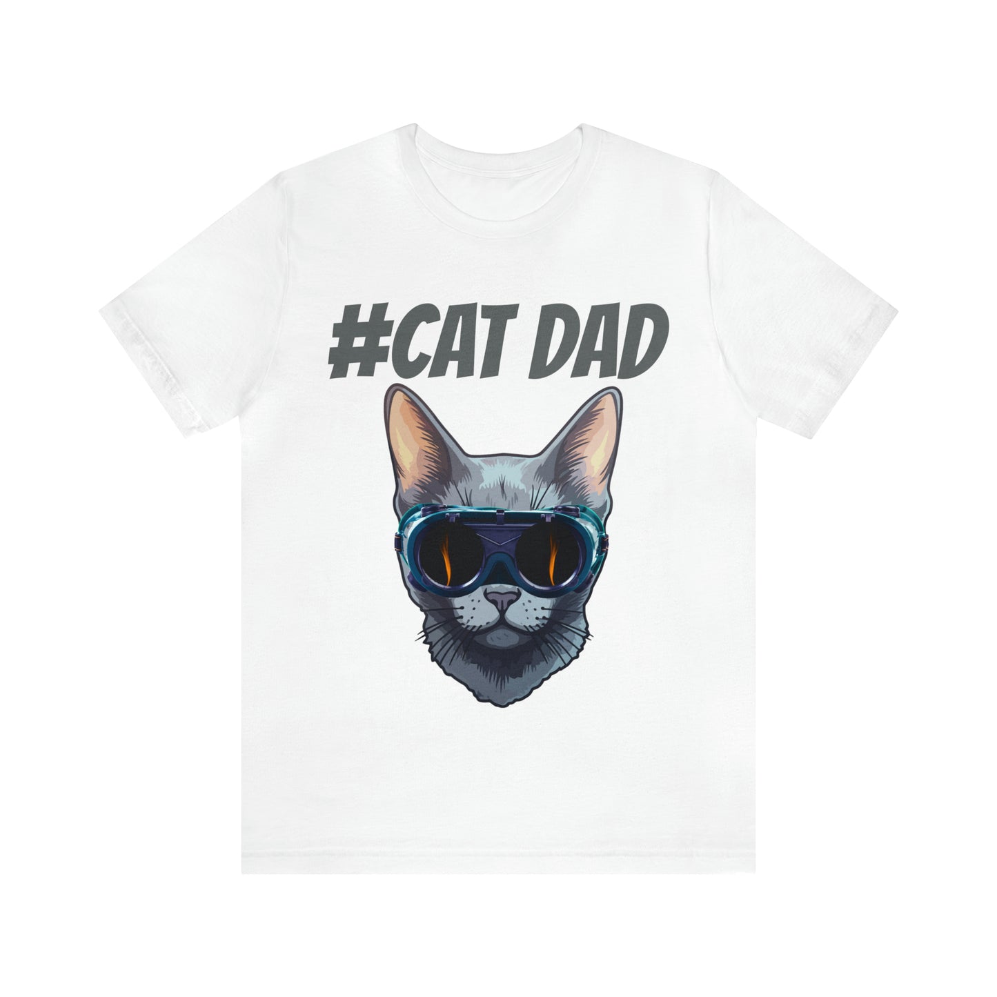 Our "#Cat Dad" t-shirt, perfect for cat lovers who proudly embrace their role as cat dads. Unisex Jersey Short Sleeve Tee