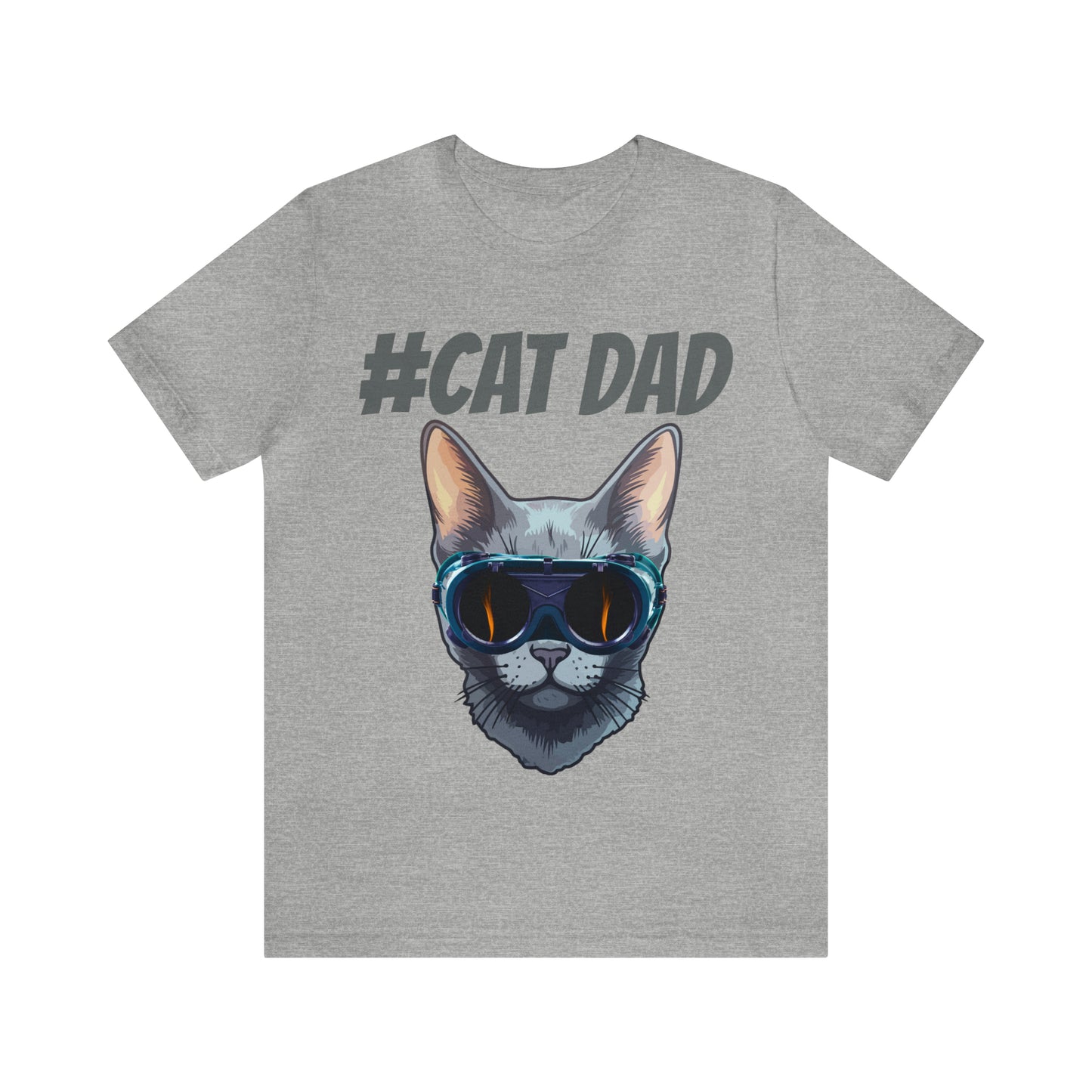 Our "#Cat Dad" t-shirt, perfect for cat lovers who proudly embrace their role as cat dads. Unisex Jersey Short Sleeve Tee