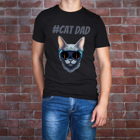 Our "#Cat Dad" t-shirt, perfect for cat lovers who proudly embrace their role as cat dads. Unisex Jersey Short Sleeve Tee